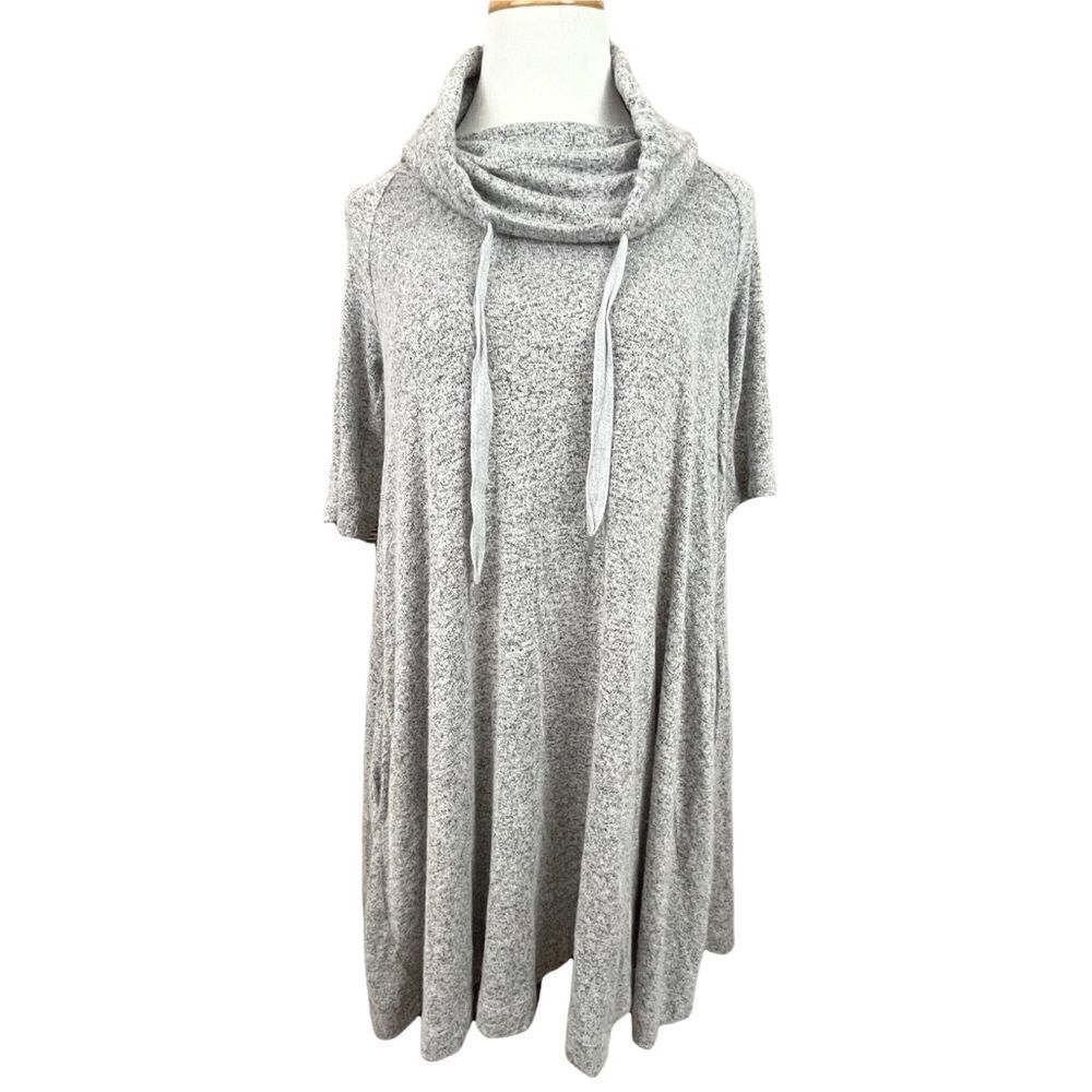 Lou & Grey Signature Soft Oversized Marled Knit Cowl Neck Dress XS